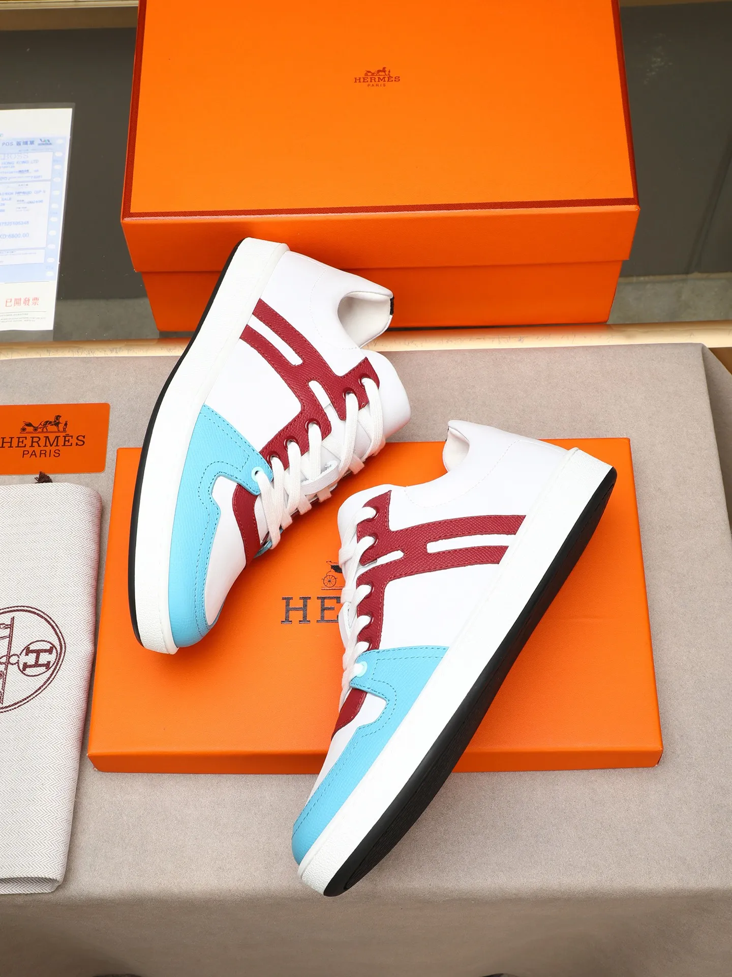 Men's shoes 💰720 [HERMES] Hermès - High-end quality original 🔍🔍🔍 casual sneakers - Upper: 🔝 Napa calfskin, shoe body sewn with brand 'H' totem - Lining: water-dyed cowhide - Outsole: original TPR. :38-44 (45, can be customized)